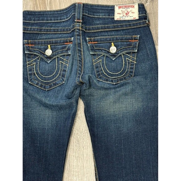 True Religion Billy Jeans 26 Straight Y2K Thick Stitch Low Rise USA Made Western - Picture 1 of 7